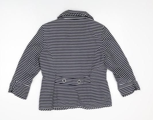 Per Una Womens Blue Striped Jacket Size 14 Button