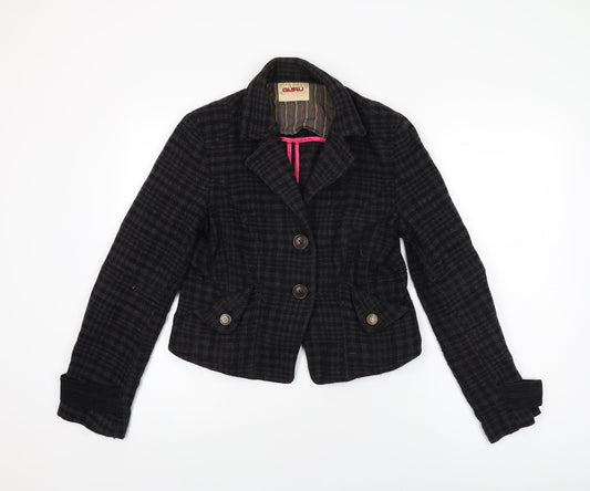 Guru Womens Black Geometric Jacket Coat Size L Button