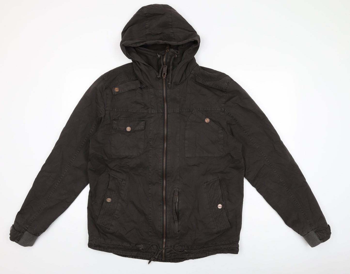 Crafted Mens Brown Overcoat Coat Size M Zip