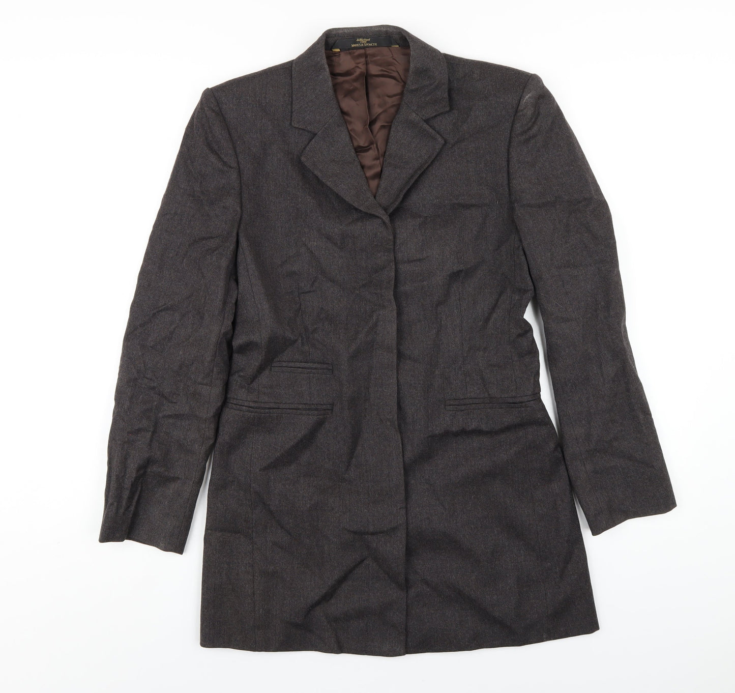 Marks and Spencer Womens Grey Wool Jacket Blazer Size 8