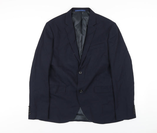 Topman Mens Blue Polyester Jacket Blazer Size 40 Regular