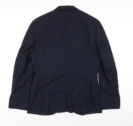 Topman Mens Blue Polyester Jacket Blazer Size 40 Regular