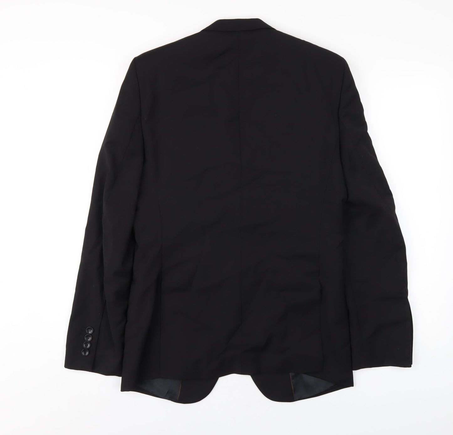 Zara Mens Black Polyester Jacket Blazer Size 38 Regular