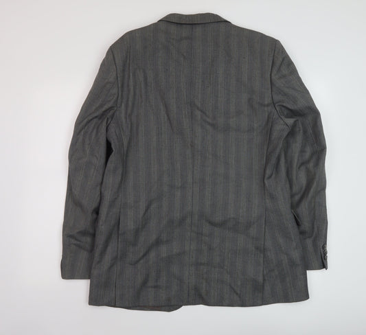 Eric Spencer Mens Grey Striped Wool Jacket Suit Jacket Size 44 Regular