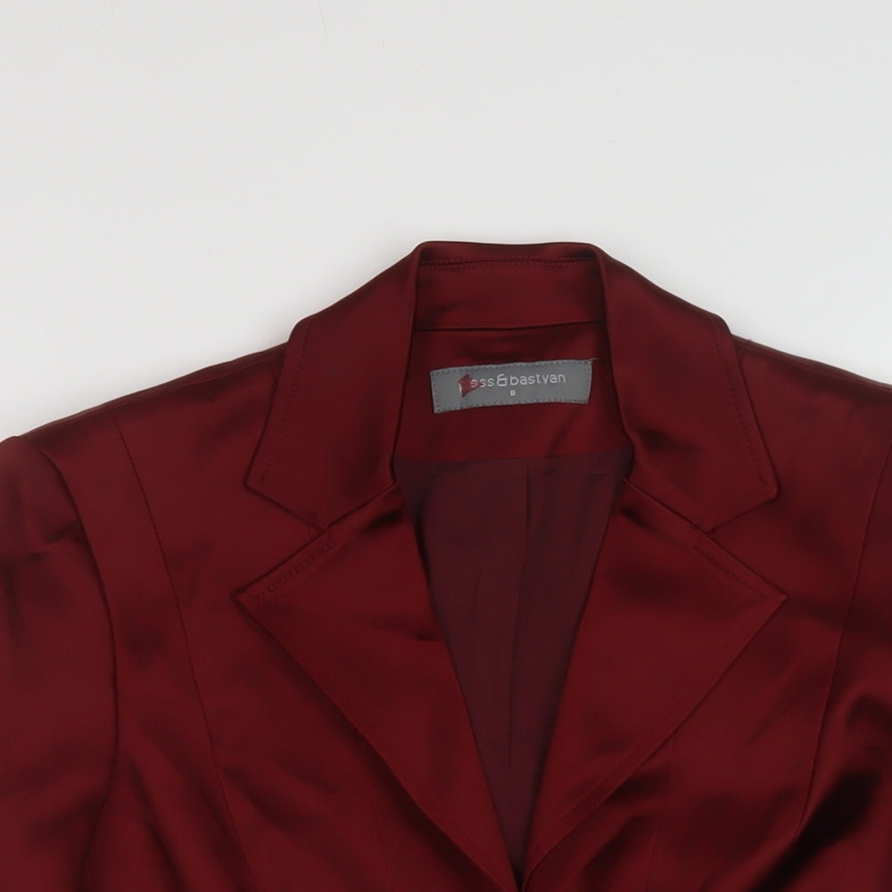 Press & Bastyan Womens Red Jacket Size 8 Hook & Eye