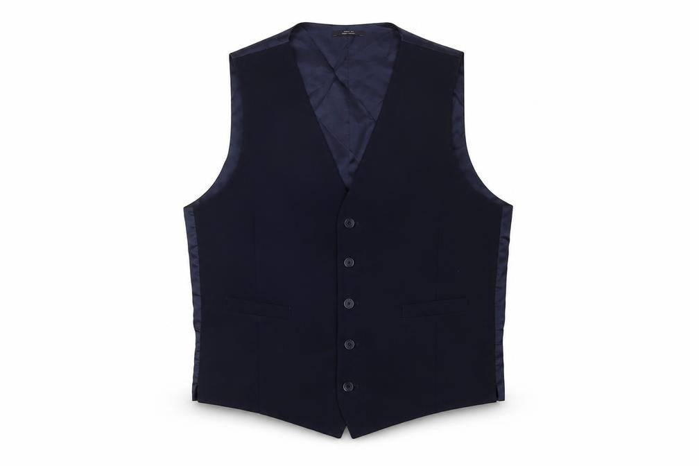 Marks and Spencer Mens Blue Wool Jacket Suit Waistcoat Size L Regular