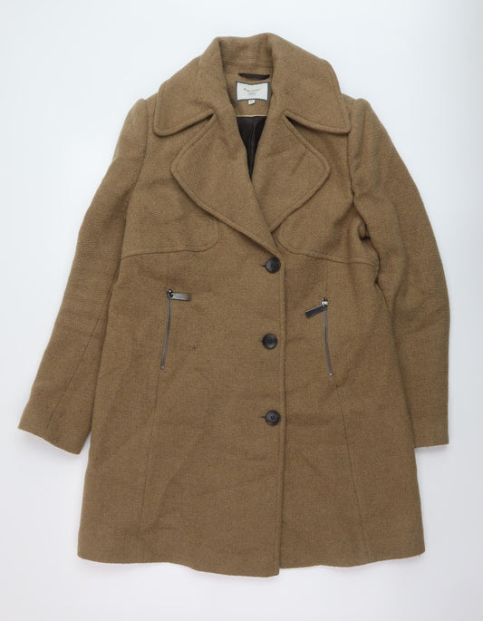 Nextr Womens Beige Overcoat Coat Size 12 Button