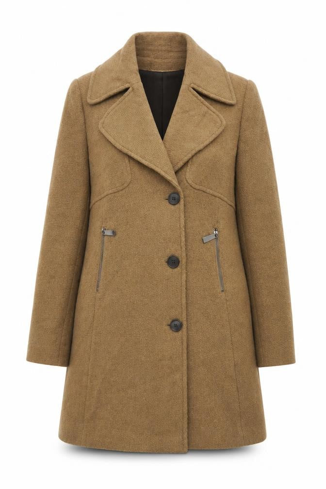 Next Womens Beige Overcoat Coat Size 12 Button