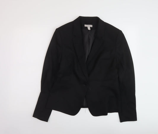 H&M Womens Black Jacket Size 14 Button
