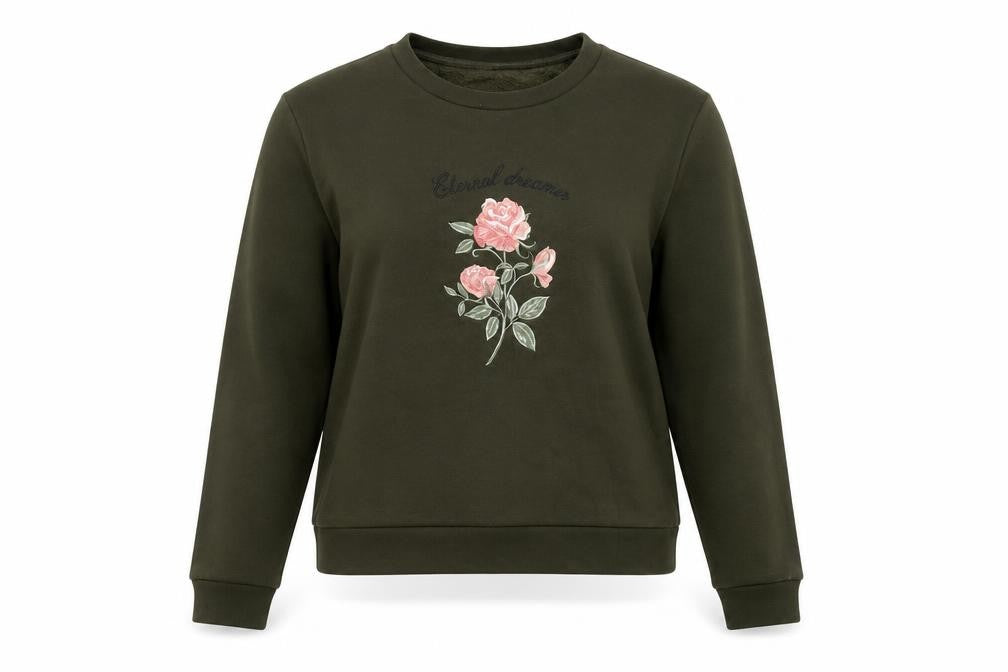 H&M Womens Green Cotton Pullover Sweatshirt Size S Pullover - Vintage