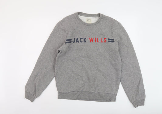 Jack Wills Womens Grey Cotton Pullover Sweatshirt Size S Pullover
