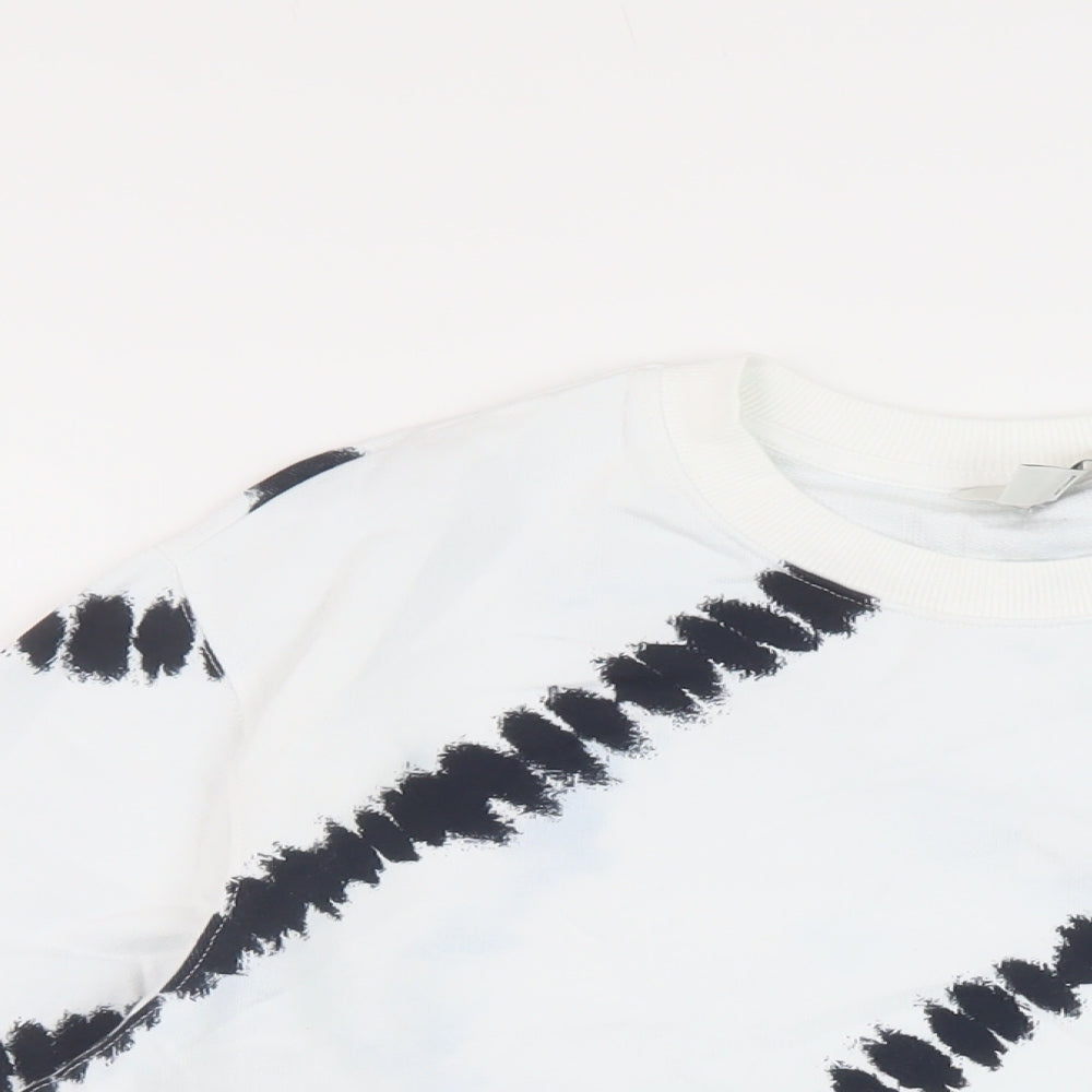 Marks and Spencer Mens White Geometric Cotton Pullover Sweatshirt Size M