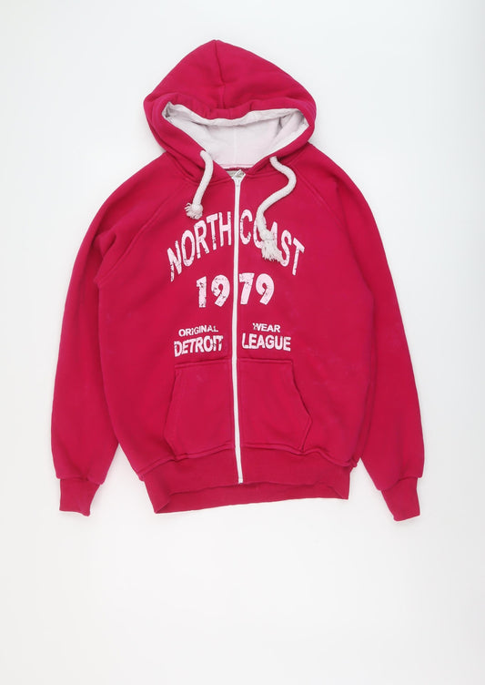 West Club Womens Pink Cotton Full Zip Hoodie Size XL Zip