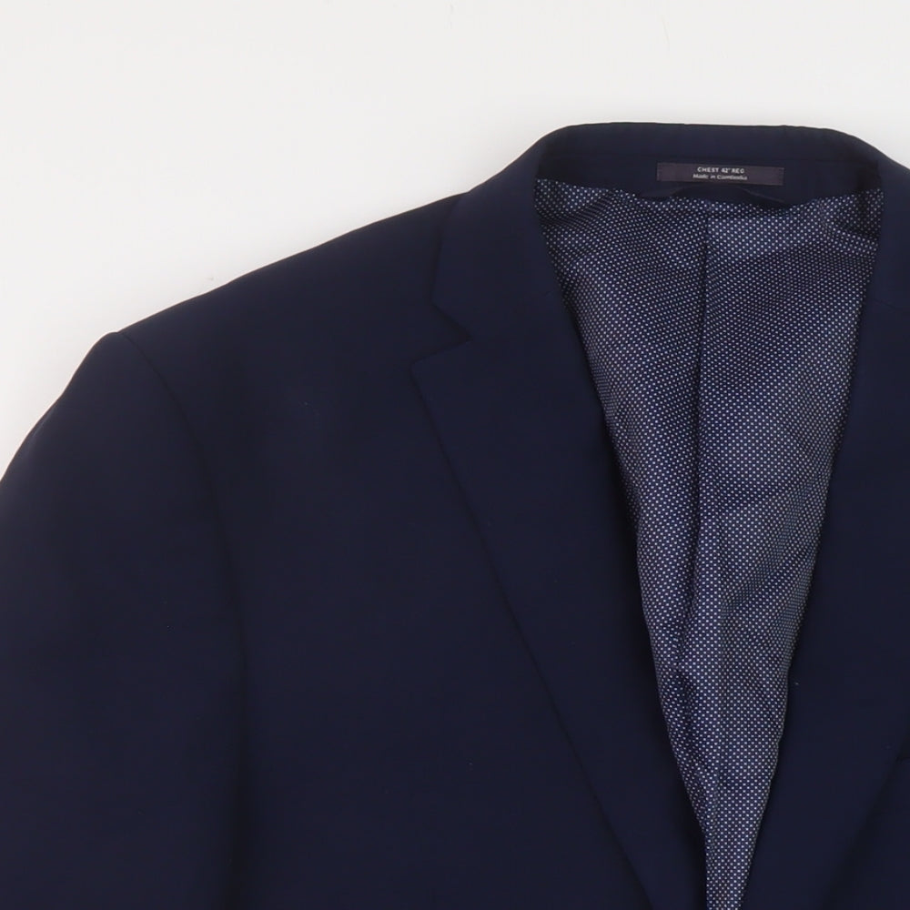 Marks and Spencer Mens Blue Wool Jacket Suit Jacket Size 42 Regular