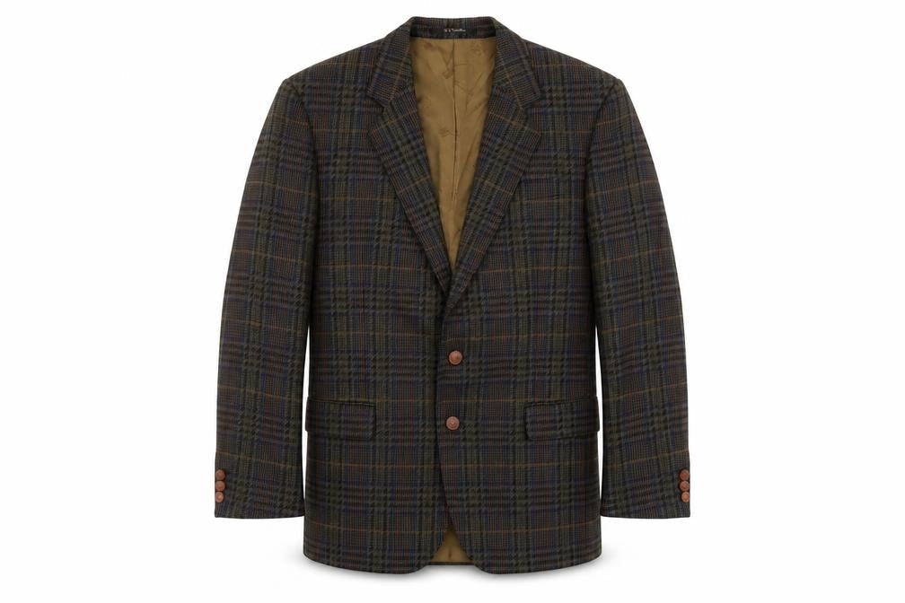 Osbourne Mens Green Plaid Wool Jacket Suit Jacket Size 42 Regular