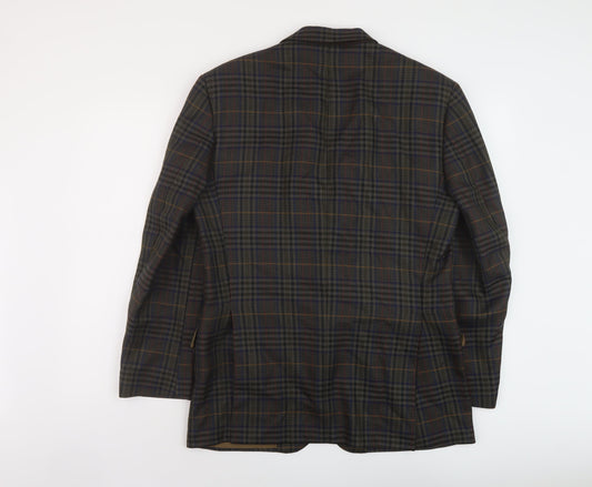 Osbourne Mens Green Plaid Wool Jacket Suit Jacket Size 42 Regular