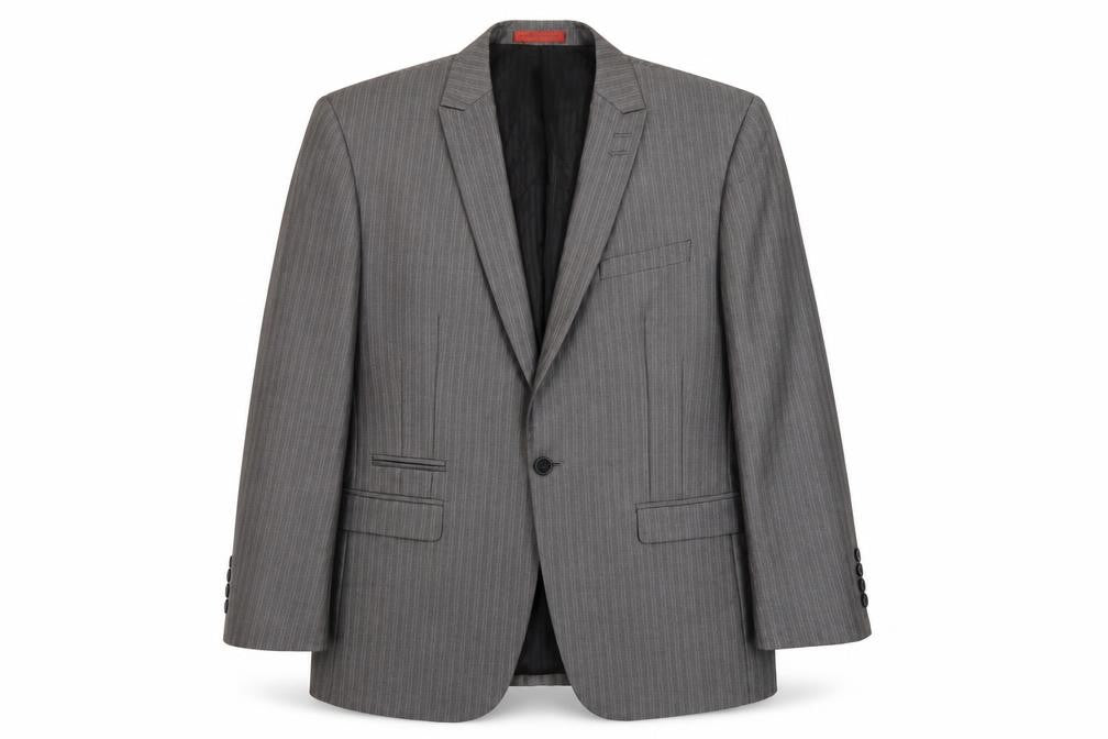 Skoples Mens Grey Striped Polyester Jacket Suit Jacket Size 38 Regular