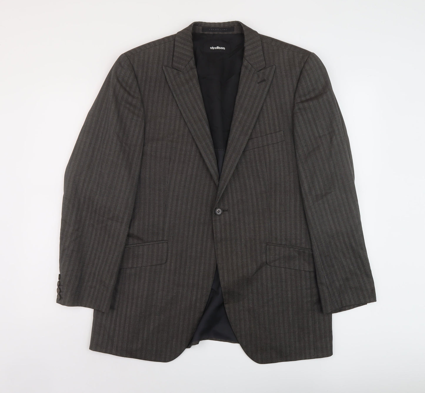 Strellson Mens Grey Striped Wool Jacket Suit Jacket Size 42 Regular