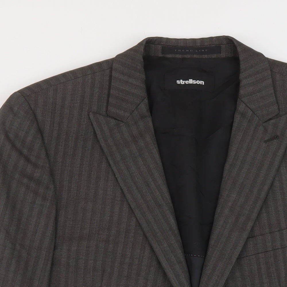 Strellson Mens Grey Striped Wool Jacket Suit Jacket Size 42 Regular