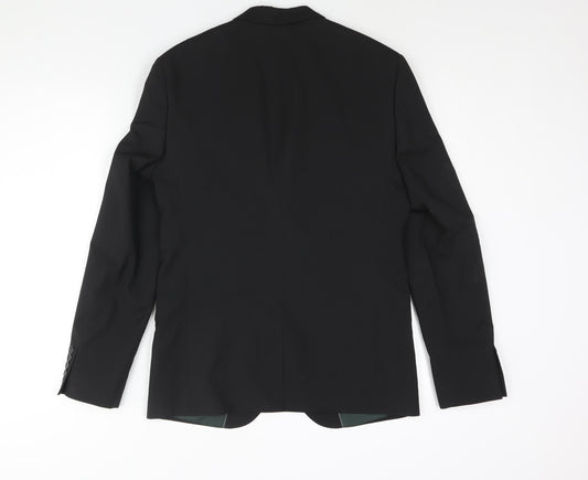 River Island Mens Black Polyester Jacket Suit Jacket Size 38 Regular