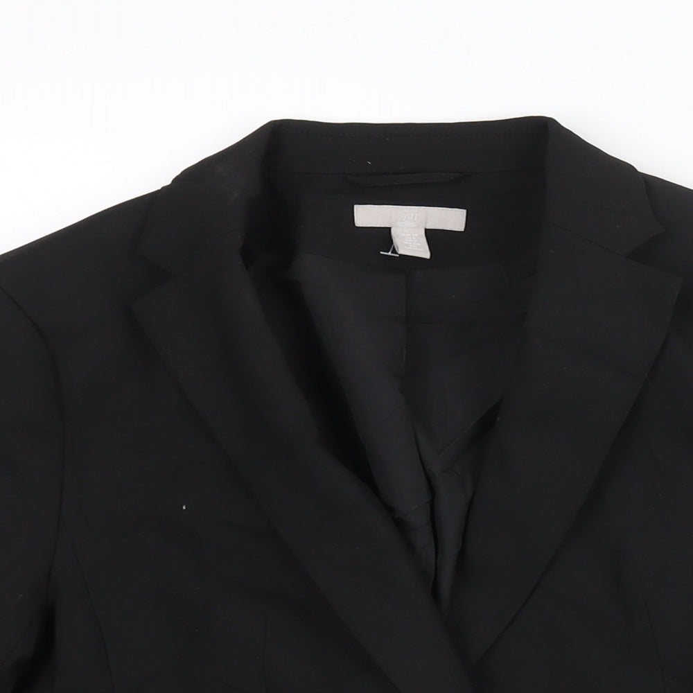 H&M Womens Black Polyester Jacket Suit Jacket Size 10