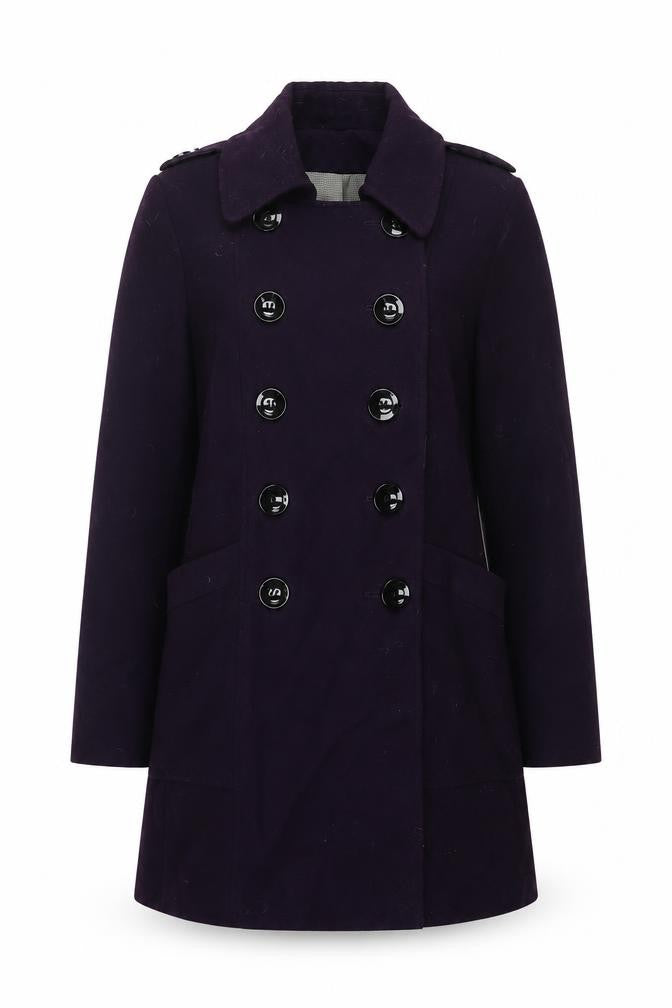 Marks & Spencer Womens Purple Pea Coat Coat Size 12 Button - Double Breasted
