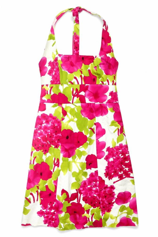 Jones New York Womens Multicoloured Floral Cotton Shift Size 6 Halter Zip