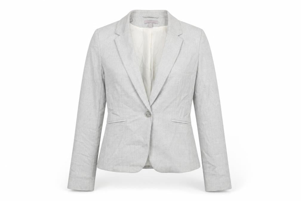 H&M Womens Grey Polyester Jacket Suit Jacket Size 4