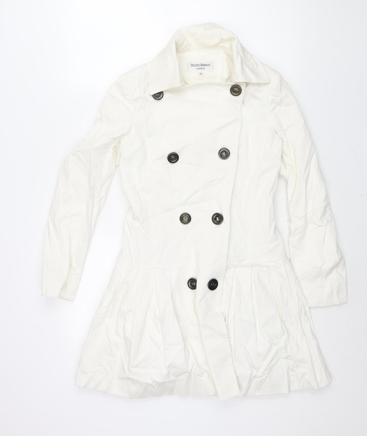 Helene Berman Womens White Jacket Size S Button - Pleated Skirt Detail