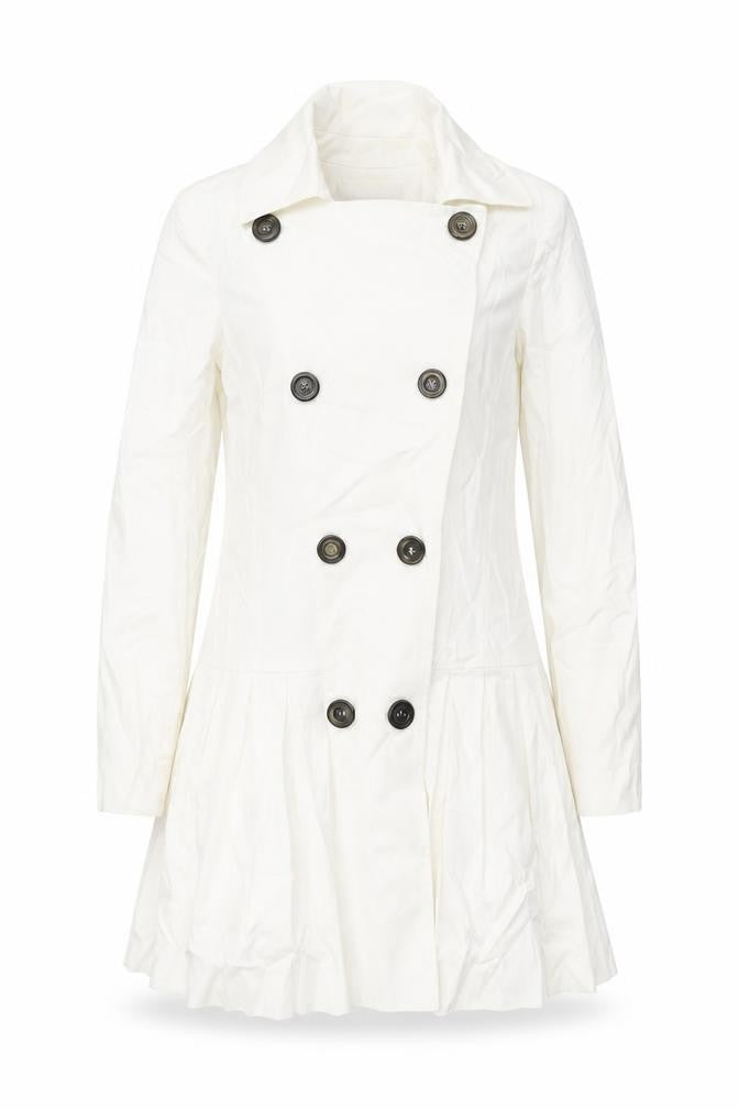Helene Berman Womens White Jacket Size S Button - Pleated Skirt Detail