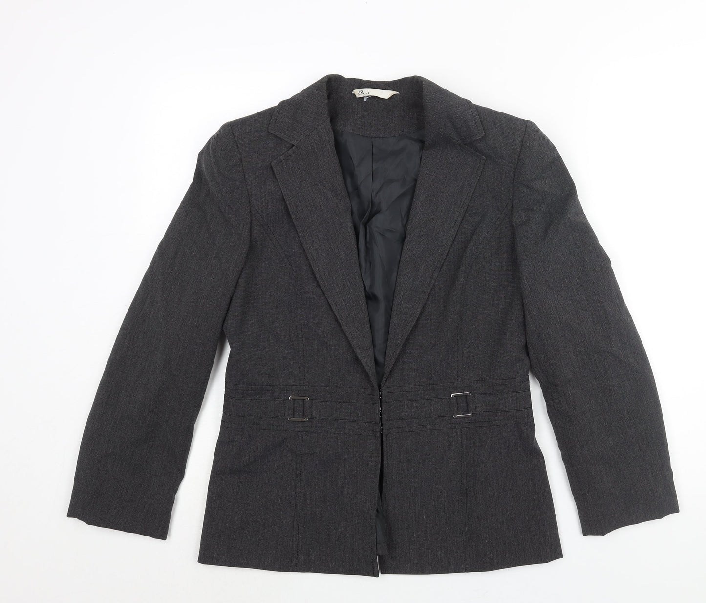 BHS Womens Grey Jacket Blazer Size 10 Hook & Eye - Buckle Detail