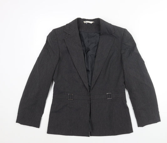 BHS Womens Grey Jacket Blazer Size 10 Hook & Eye - Buckle Detail