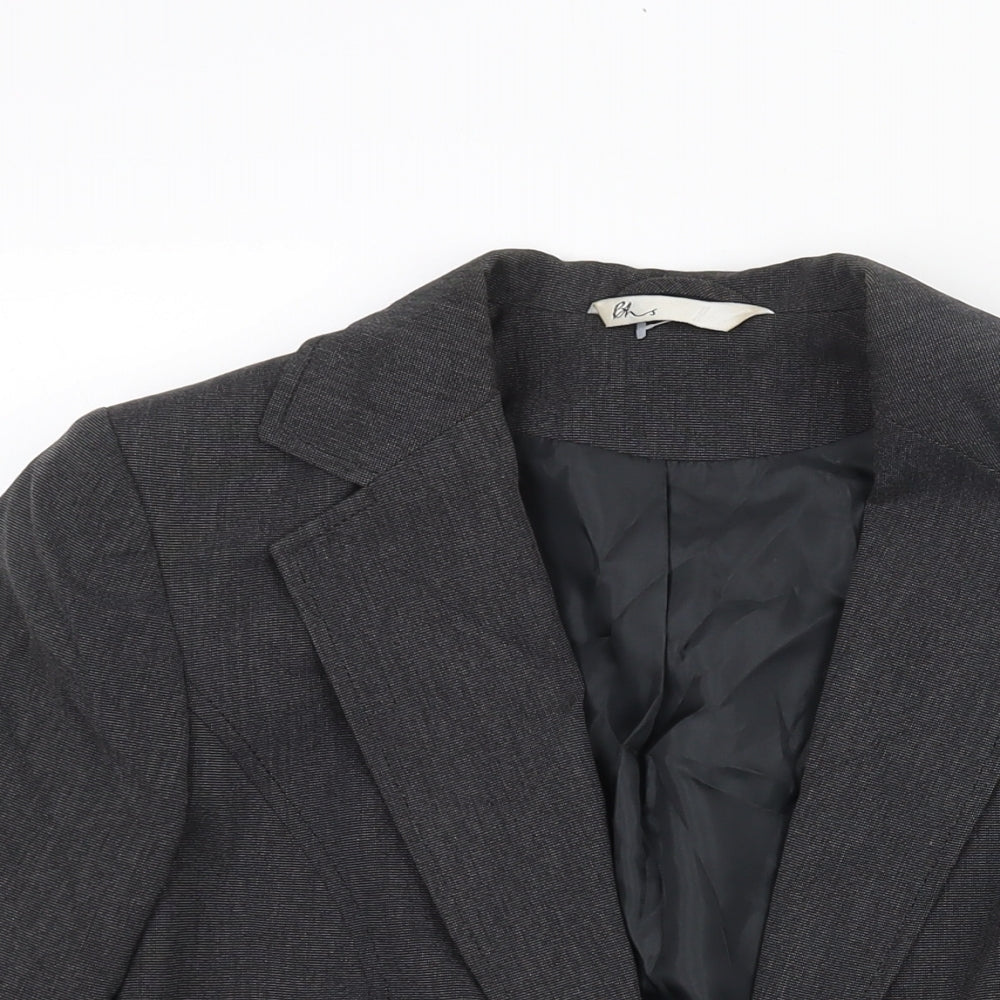BHS Womens Grey Jacket Blazer Size 10 Hook & Eye - Buckle Detail