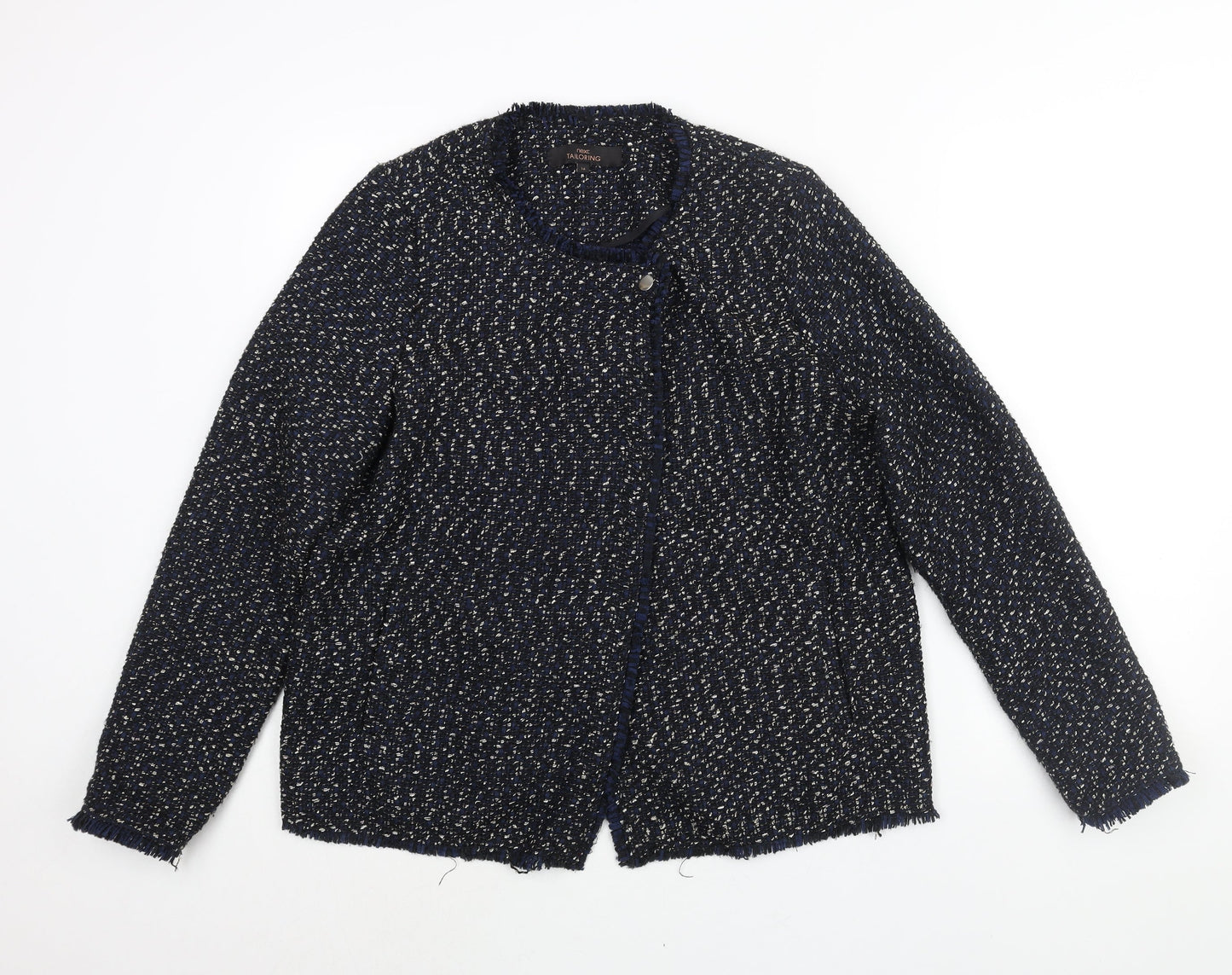 NEXT Womens Blue Jacket Size 16 Button - Woven Raw Edge