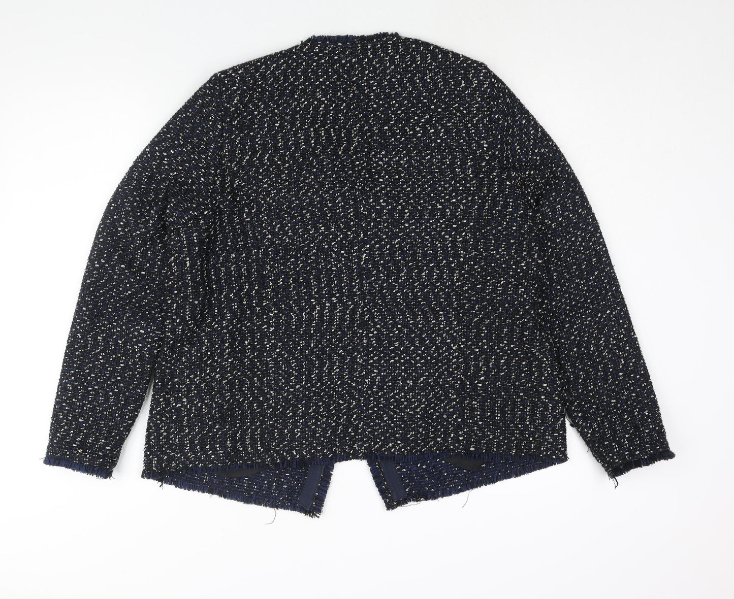NEXT Womens Blue Jacket Size 16 Button - Woven Raw Edge