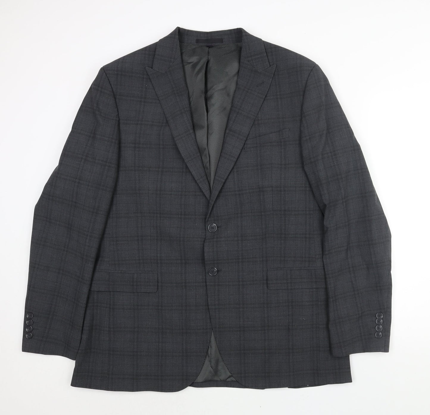 Marks and Spencer Mens Grey Check Wool Jacket Suit Jacket Size 44 Regular