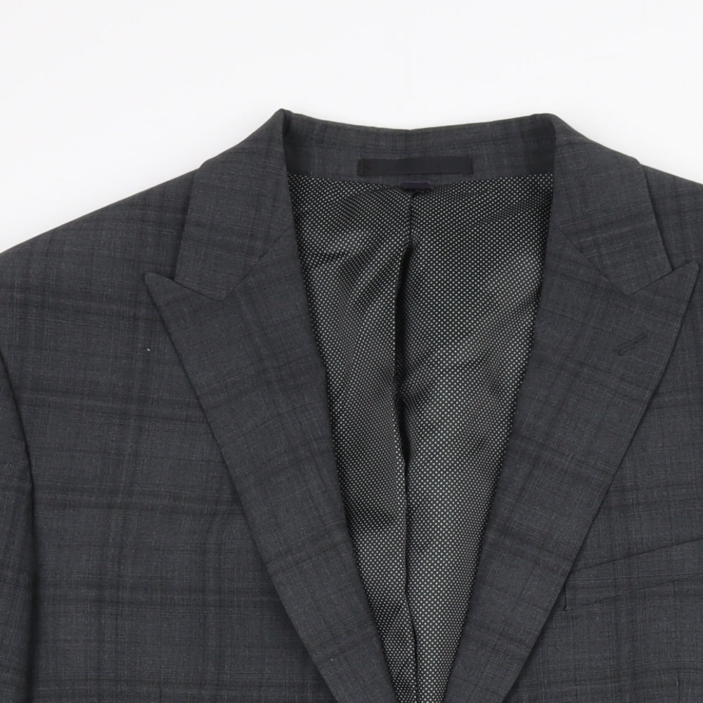 Marks and Spencer Mens Grey Check Wool Jacket Suit Jacket Size 44 Regular
