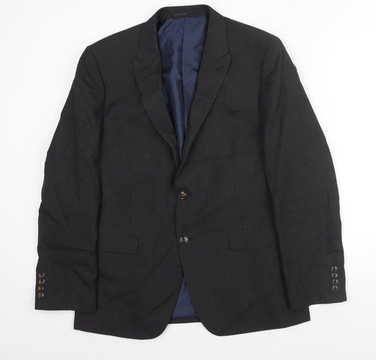 Fellini Mens Black Polyester Jacket Suit Jacket Size 40 Regular