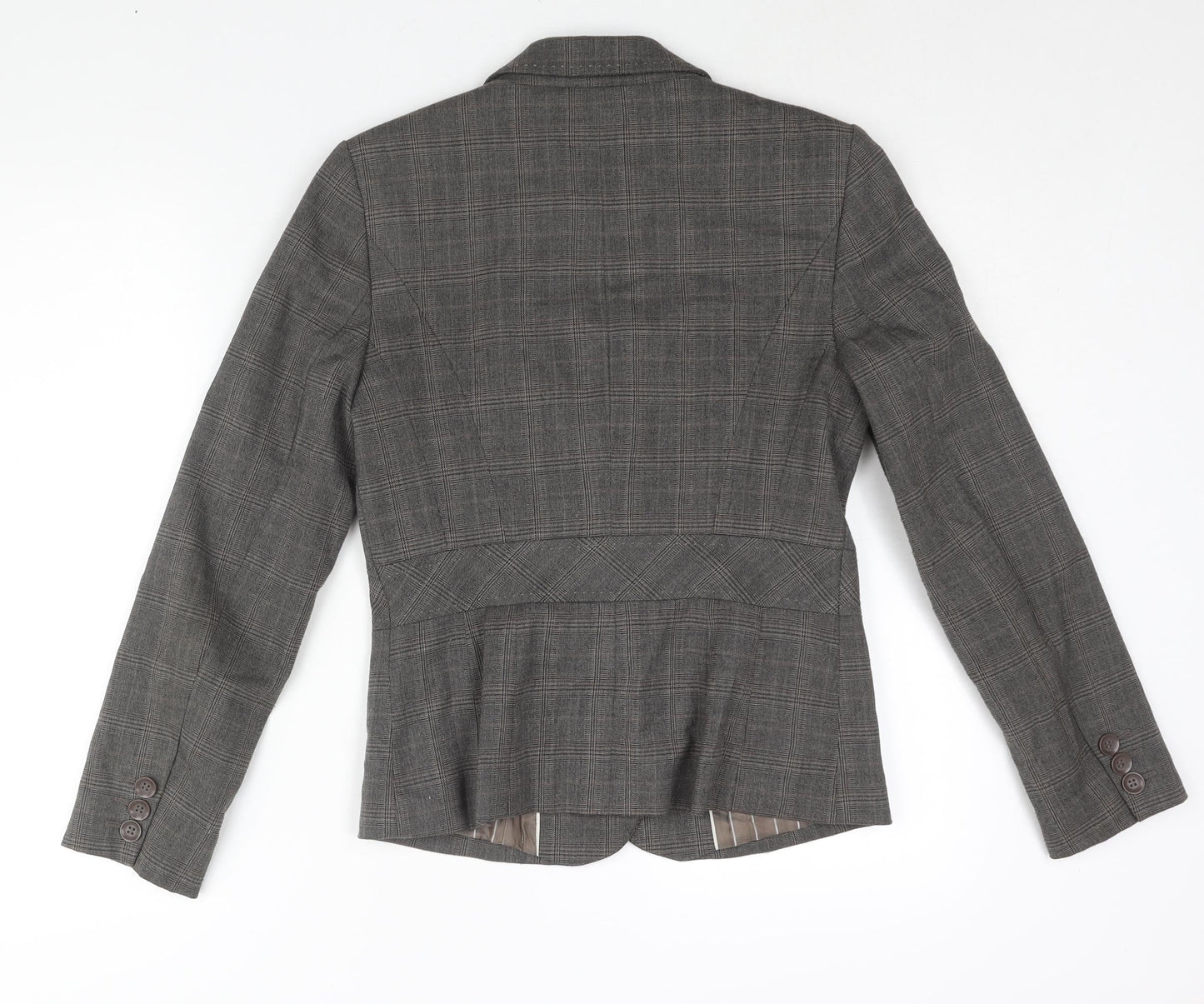 NEXT Womens Grey Check Polyester Jacket Suit Jacket Size 10