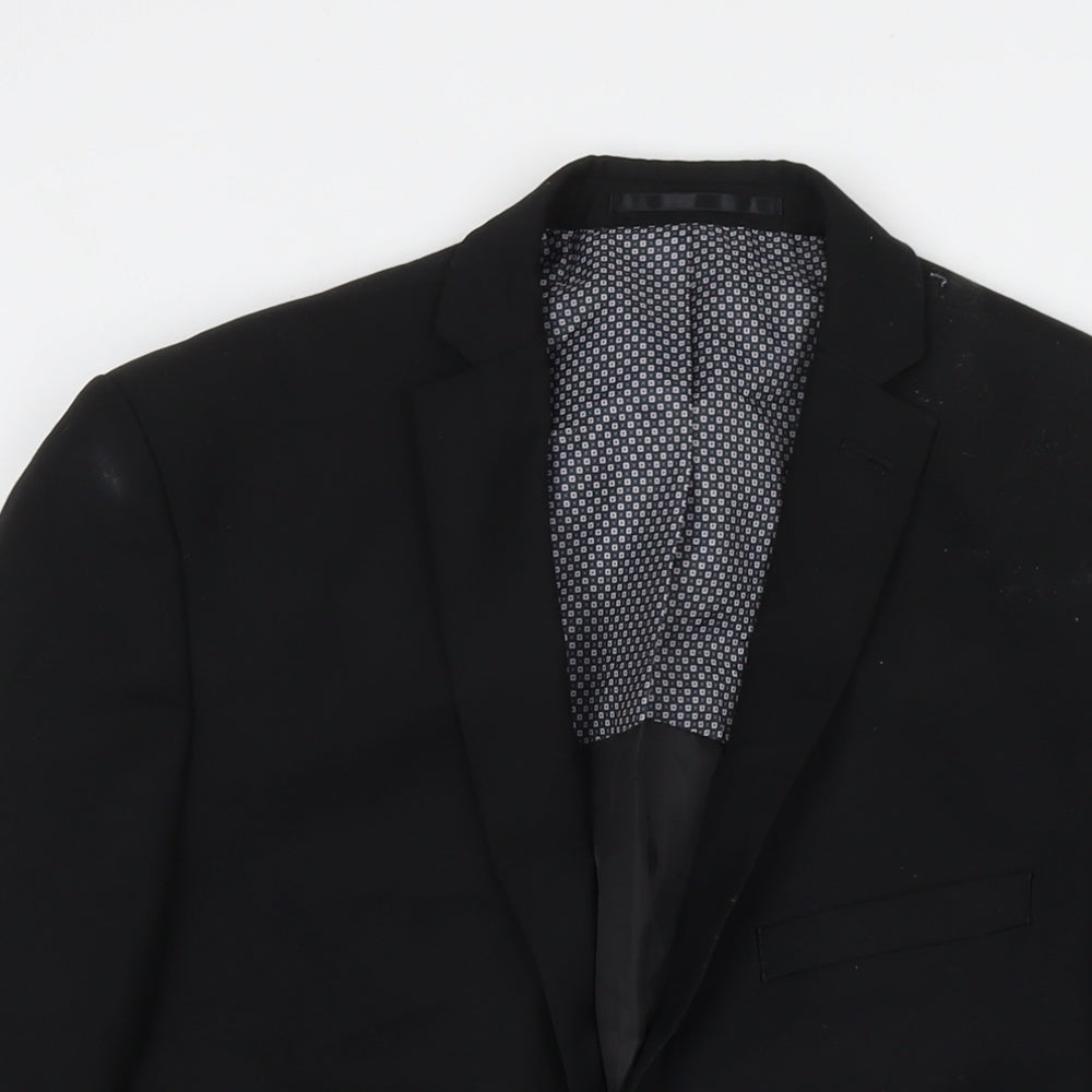Red Herring Mens Black Polyester Jacket Suit Jacket Size 38 Regular
