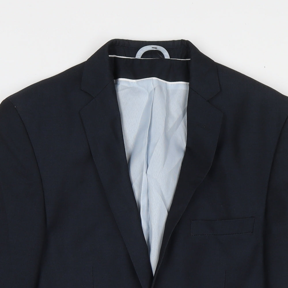 Burton Mens Blue Polyester Jacket Suit Jacket Size 36 Regular
