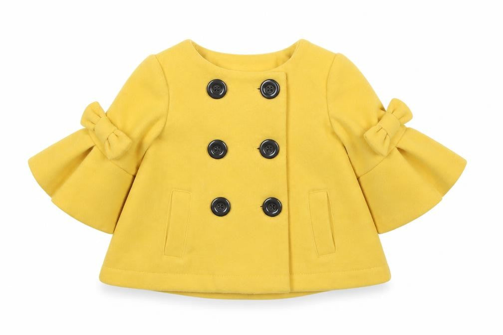 Maxx Girls Yellow Pea Coat Coat Size 12 Months Button
