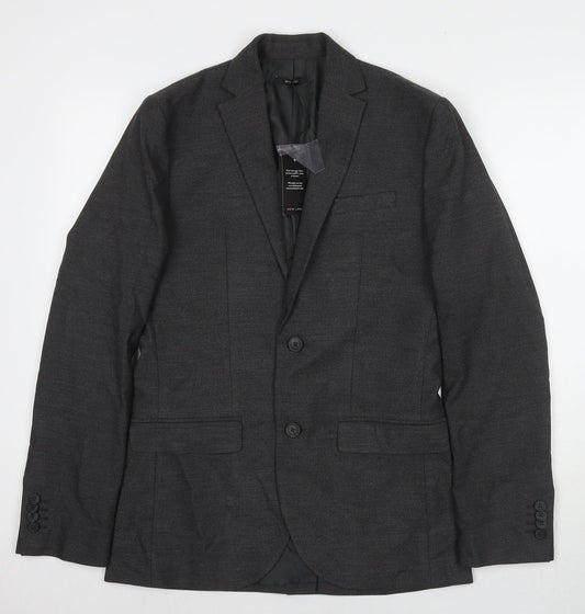 New Look Mens Grey Polyester Jacket Suit Jacket Size 38 Regular