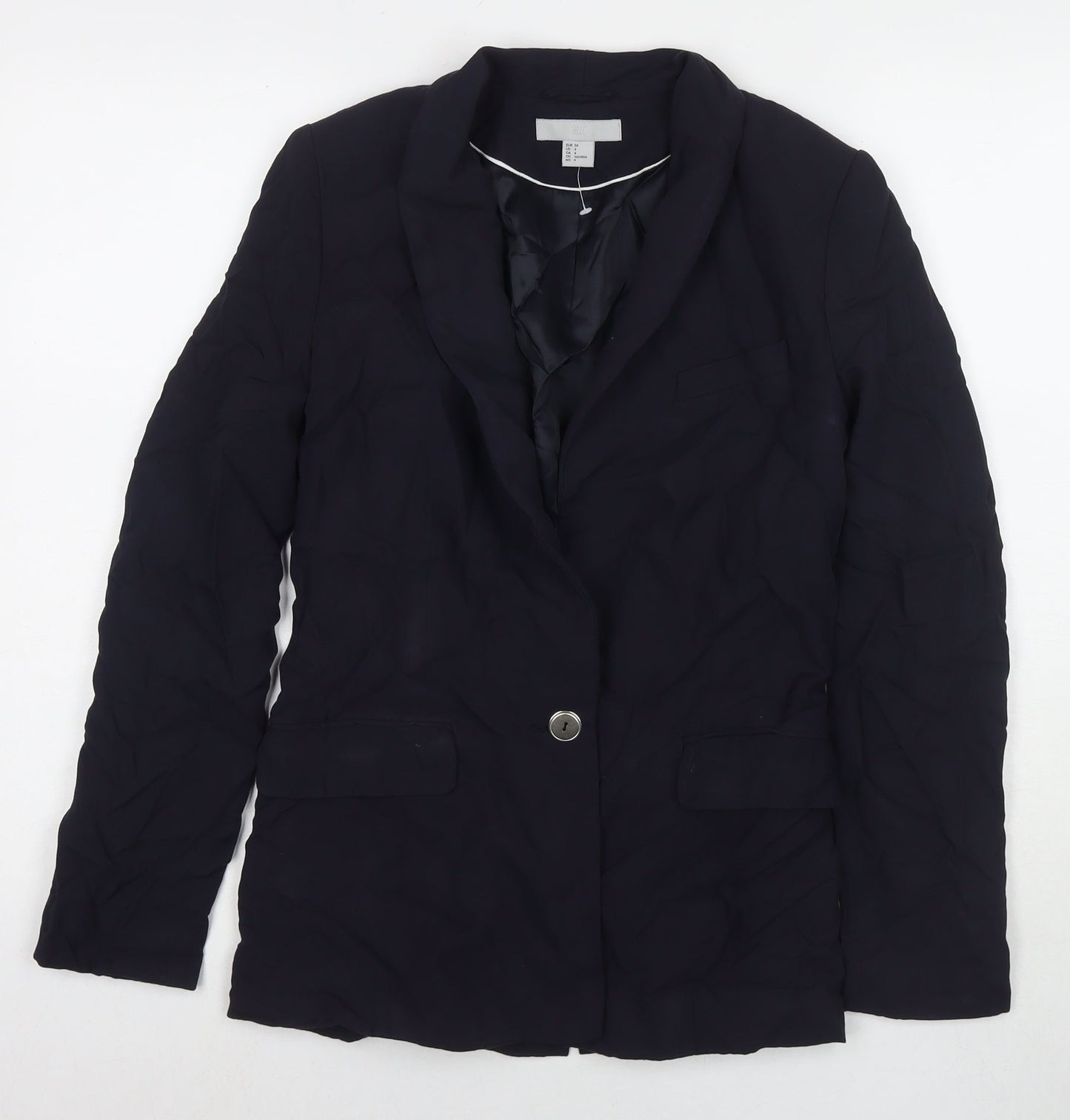 H&M Womens Blue Jacket Blazer Size 6 Button