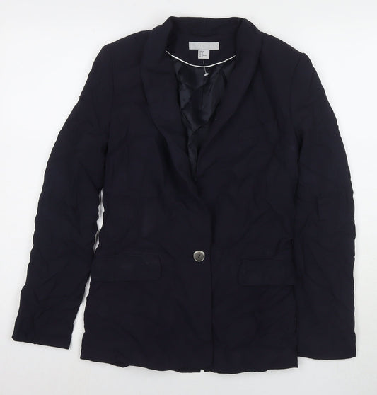 H&M Womens Blue Jacket Blazer Size 6 Button