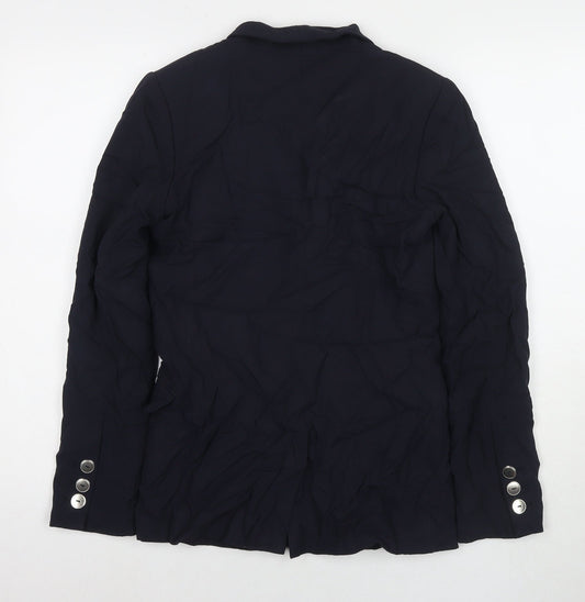 H&M Womens Blue Jacket Blazer Size 6 Button