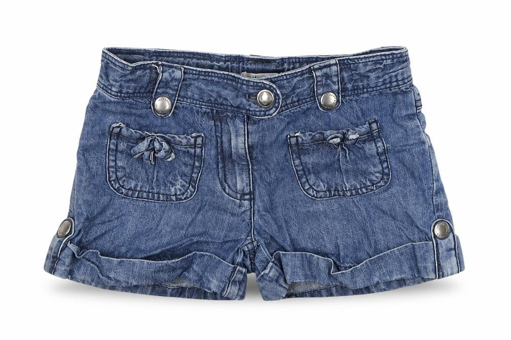 Vertbaudet Girls Blue Cotton Mom Shorts Size 7 Years L3 in Regular Zip