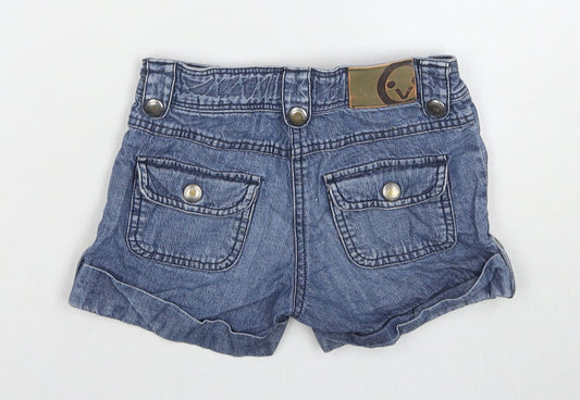 Vertbaudet Girls Blue Cotton Mom Shorts Size 7 Years L3 in Regular Zip