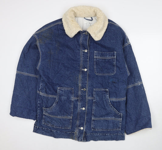 Topshop Womens Blue Jacket Size 10 Button