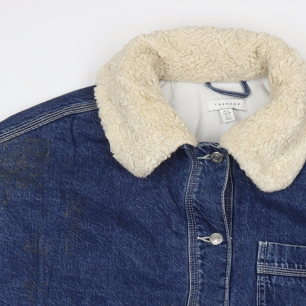 Topshop Womens Blue Jacket Size 10 Button